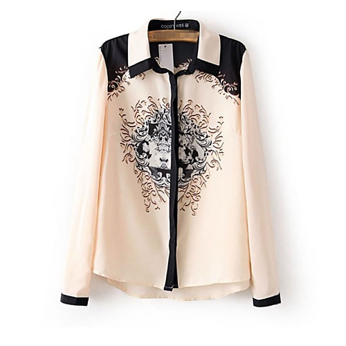 

Women's Shirt Color Block Long Sleeve Daily Tops Streetwear Punk & Gothic Light Brown