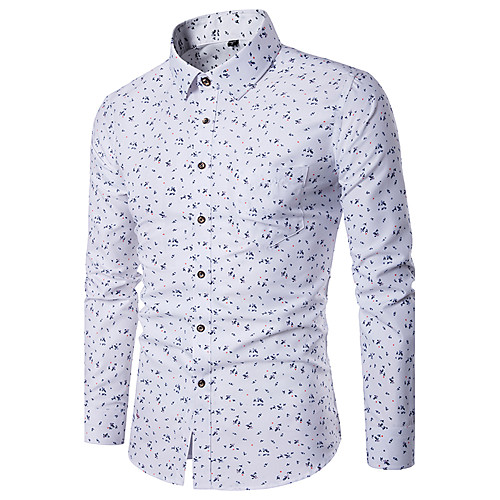 

Men's Shirt Geometric Print Long Sleeve Daily Tops Business White