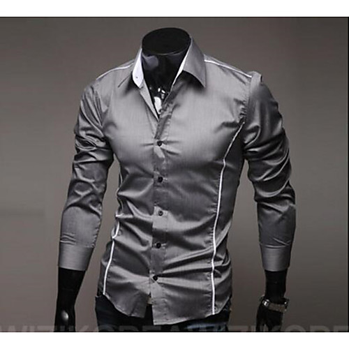 

Men's Shirt Solid Colored Basic Long Sleeve Daily Slim Tops Business Spread Collar Gray White Black / Work