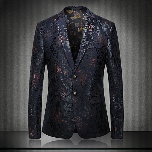 

Men's Blazer Sophisticated Regular Fit Cotton / Polyester Men's Suit Blue / Red - V Neck / Sequins / Embroidered / Long Sleeve / Patchwork / Jacquard