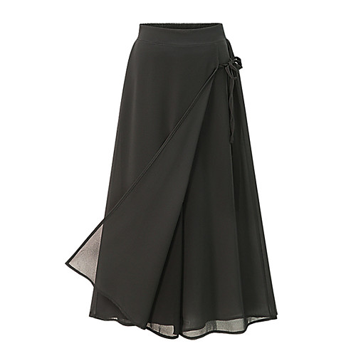 

Women's Street chic Plus Size Wide Leg Pants - Solid Colored Bow Chiffon Black XL / XXL / XXXL