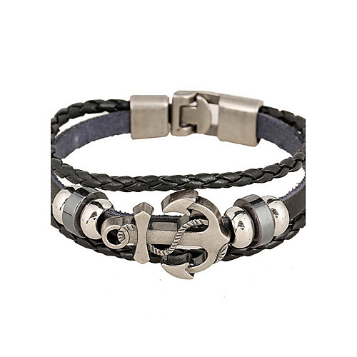 

Men's Leather Bracelet woven Natural Fashion Punk Leather Bracelet Jewelry White / Black / Brown For Special Occasion Gift Sports