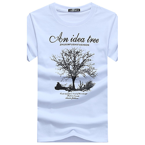 

Men's T shirt Graphic Print Short Sleeve Casual Tops Cotton White Black Blue