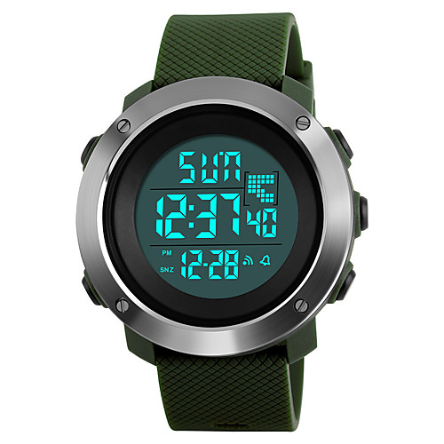 

SKMEI Men's Sport Watch Military Watch Wrist Watch Japanese Digital Quilted PU Leather Black / Green / Grey 50 m Water Resistant / Waterproof Alarm Calendar / date / day Digital Fashion - Black Gray