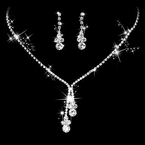 

Women's AAA Cubic Zirconia Drop Earrings Choker Necklace Bridal Jewelry Sets Drop Elegant Simple Style Cubic Zirconia Silver Earrings Jewelry Silver For Wedding Anniversary Party Evening Ceremony