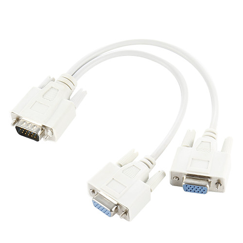 

VGA SVGA 15 PIN Male to Dual 2 Female Monitor Adapter Y Splitter Cable Cord