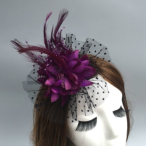 

Net Fascinators / Hats / Headwear with Floral 1pc Wedding / Special Occasion / Party / Evening Headpiece