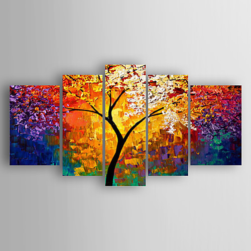 

Oil Painting Hand Painted Abstract Abstract Stretched Canvas / Five Panels With Stretched Frame
