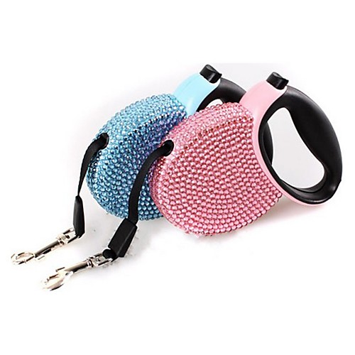 

Cat Dog Leash Portable Rhinestone Plastic Nylon Blue Pink