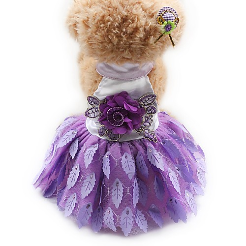 

Cat Dog Tuxedo Dress Dog Clothes Princess Black Purple Red Chiffon Silk Terylene Costume For Pets Women's Party Casual/Daily Wedding