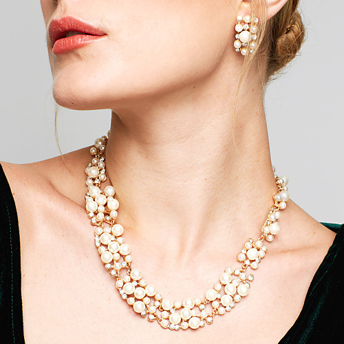 

Women's Jewelry Set Drop Earrings Pearl Necklace Twisted Ladies Elegant Fashion European Bridal Pearl Rhinestone Alloy Earrings Jewelry Coffee For Party Wedding Daily Masquerade Engagement Party Prom