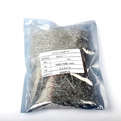

LED Light-Emitting Diode 3MM White Light (1000Pcs)