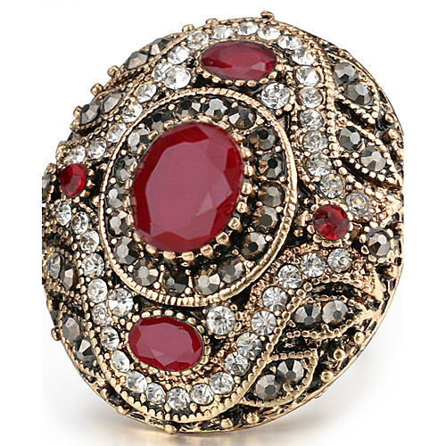 

Band Ring Crystal Oval Cut Red Green Resin Rhinestone Chrome Statement Ladies Personalized 7 8 9 10 / Women's / Statement Ring