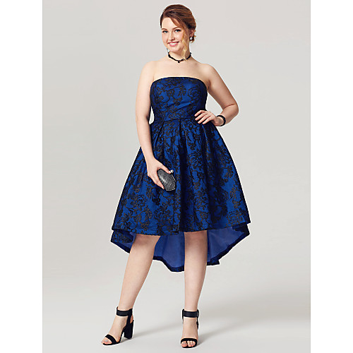 

A-Line Strapless Asymmetrical Lace / Taffeta Cocktail Party / Homecoming / Prom / Holiday Dress with Pleats by TS Couture