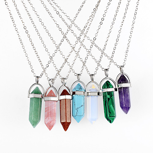

Women's Crystal Pendant Necklace Chain Necklace Mood Ladies Personalized Geometric Dangling Chrome Purple Red Light Green Pink White Necklace Jewelry For Christmas Gifts Party Special Occasion
