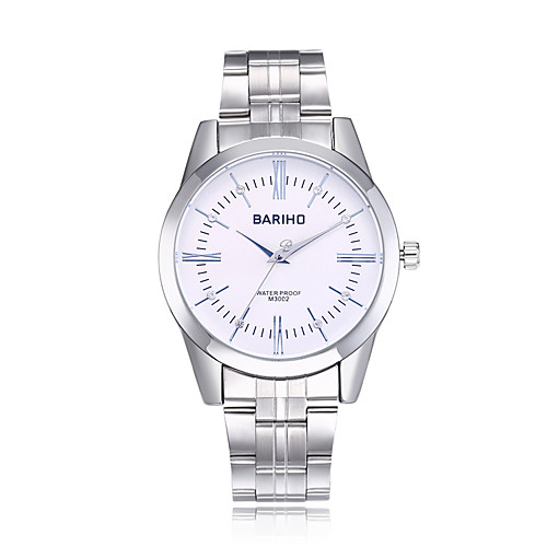 

jewelora Men's Fashion Watch Dress Watch Wrist Watch Quartz Stainless Steel Silver 30 m Water Resistant / Waterproof Shock Resistant Large Dial Analog Luxury Vintage Casual - White LightBlue