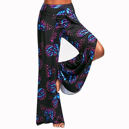 

Women's Loose Casual Weekend Wide Leg Chinos Pants Floral High Waist Black