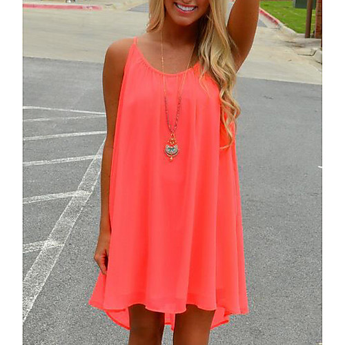 

Women's Strap Dress Short Mini Dress Blue Yellow Army Green Fuchsia Pink Green Orange White Black Red Sleeveless Solid Colored Summer Holiday S M L XL XXL 3XL 4XL 5XL / Cotton / Plus Size / Plus Size