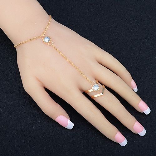 

Women's Cubic Zirconia Ring Bracelet / Slave bracelet Tassel Fringe Slaves Of Gold Ladies Fashion Rhinestone Bracelet Jewelry Gold For Party Anniversary Birthday Party Evening Gift Cosplay Costumes