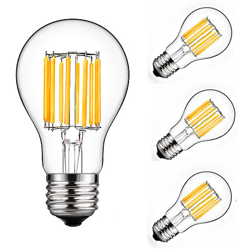 

4pcs 10 W 900 lm E26 / E27 LED Filament Bulbs A60(A19) 10 LED Beads COB Decorative Warm White / Cold White 220-240 V / 4 pcs / RoHS