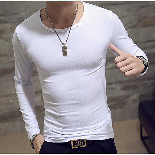 

Men's T shirt Solid Colored Long Sleeve Daily Tops Active Basic White Black Gray