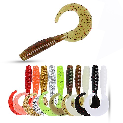 

100 pcs Soft Bait Fishing Lures Soft Bait Lure Packs Shad Grub Soft Jerkbaits Floating Bass Trout Pike Sea Fishing Fly Fishing Bait Casting