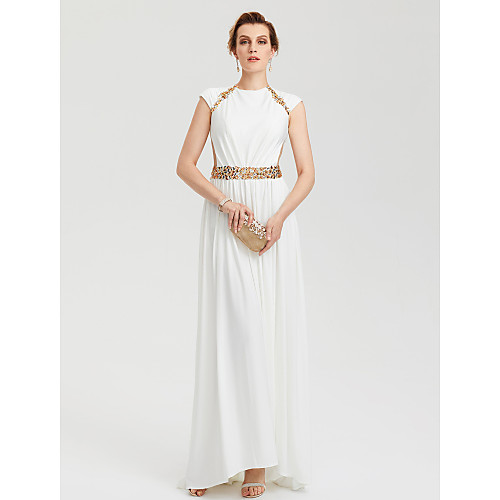

Sheath / Column Crew Neck Asymmetrical Jersey Formal Evening Dress with Beading by TS Couture / Celebrity Style / Cut Out