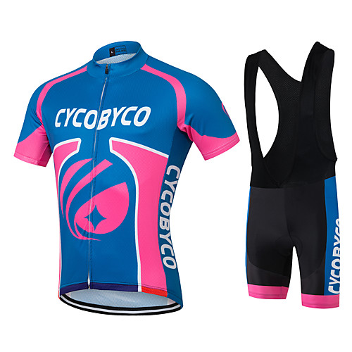 

Men's Short Sleeve Cycling Jersey with Bib Shorts Summer Coolmax Silicon Lycra White Purple Blue Solid Colored Bike Shorts Jersey Quick Dry Reflective Strips Back Pocket Sweat wicking Sports Solid