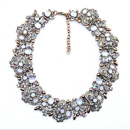 

Women's Synthetic Aquamarine Crystal Cubic Zirconia Collar Necklace Ladies Personalized Basic Vintage Crystal Yellow Pink White Black Necklace Jewelry For Christmas Party Wedding Birthday New Baby