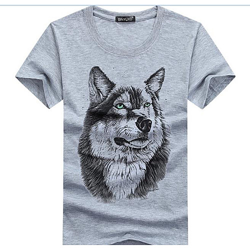

Men's T shirt Animal Print Short Sleeves Going out Tops Cotton Active White Black Blue