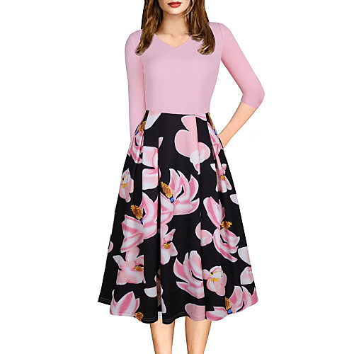 

Women's Sheath Dress Short Mini Dress Blue Blushing Pink Black Half Sleeve Dusty Rose Floral Fall Spring V Neck Vintage Boho Holiday Going out Club Floral S M L XL