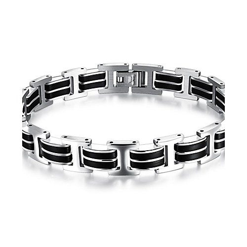 

Men's Bracelet Personalized Fashion Simple Style Hip-Hop Silica Gel Bracelet Jewelry Black For Birthday Street Gift Casual Daily / Titanium Steel