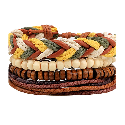 

Men's Women's Bead Bracelet Wrap Bracelet Leather Bracelet Rope woven Cheap Personalized Bohemian Rock Fashion Wooden Bracelet Jewelry Brown For Daily Casual Street Going out Club