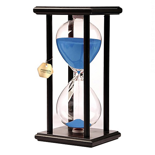 

60 Minutes Hourglass Sand Timer Sand Glass Timer Office Desk Toys Home Kitchen Tool Wooden Glass Unisex Boys' Girls' Toy Gift