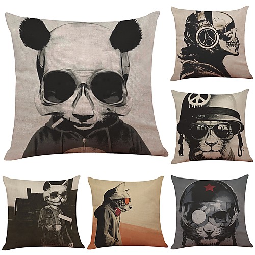 

6 pcs Linen Cotton / Linen Pillow Cover Pillow Case, Textured Traditional / Classic Bolster Beach Style