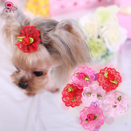 

Cat Dog Hair Accessories Hair Bow Dog Clothes Rose Red Pink Terylene Costume For Spring & Fall Cosplay Wedding