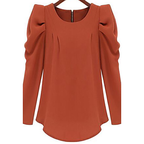 

Women's Blouse Solid Colored Long Sleeve Daily Tops Black Red Blushing Pink