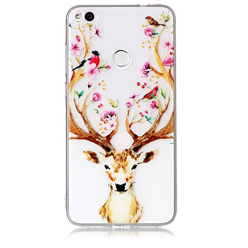 

Case For Huawei / Huawei P8 Lite P10 Lite / P10 / P8 Lite (2017) Transparent / Pattern Back Cover Animal / Flower Soft TPU