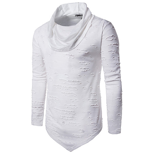 

Men's T shirt Solid Colored Long Sleeve Daily Tops Cotton Punk & Gothic White Black