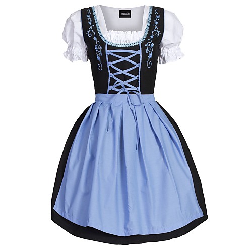 

Oktoberfest Beer Dirndl Trachtenkleider Women's Dress Apron Bavarian Vacation Dress Costume Red Light Red Navy Blue