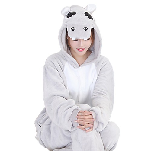 

Adults' Kigurumi Pajamas with Slippers Hippo Onesie Pajamas Flannel Fabric Blue / Pink / Gray Cosplay For Men and Women Animal Sleepwear Cartoon Festival / Holiday Costumes
