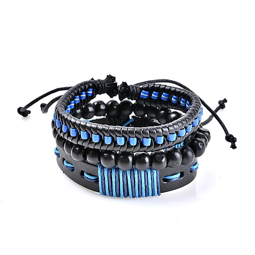 

Women's Men's Leather Bracelet Geometrical woven Basic Bohemian Classic Punk Leather Bracelet Jewelry Blue For Wedding New Baby Gift Evening Party Going out Office & Career