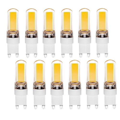 

12pcs 3 W LED Bi-pin Lights 300 lm G9 T 1 LED Beads COB Dimmable Warm White White 220-240 V
