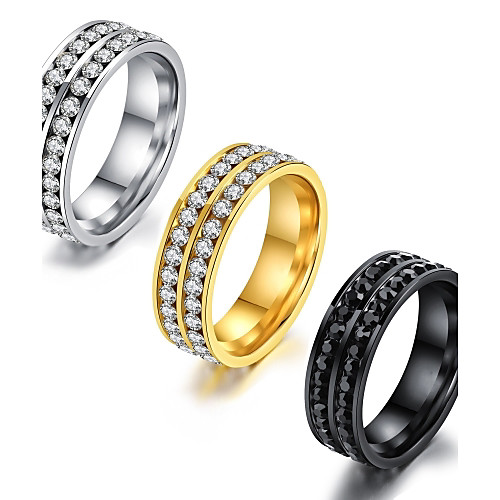 

Band Ring AAA Cubic Zirconia White Black Gold Titanium Steel Classic Basic Vintage / Men's / Men's