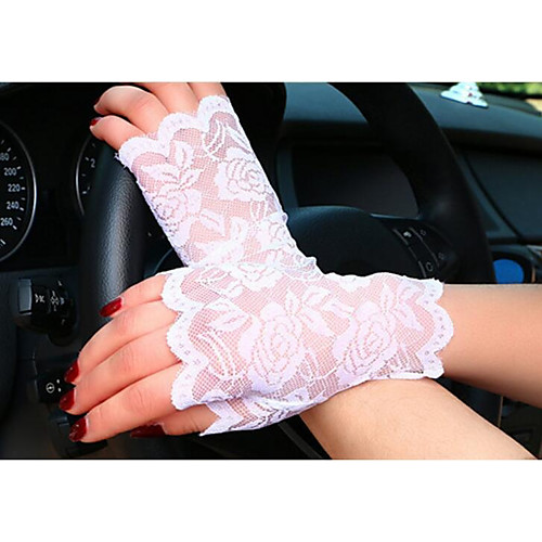 

Women's Soak Off Lace Wrist Length Fingerless Gloves - Solid Colored
