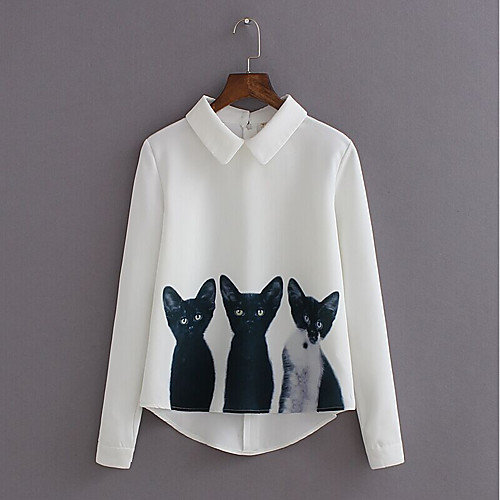 

Women's Shirt Animal Long Sleeve Daily Tops White