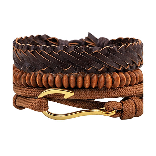 

Men's Bead Bracelet Wrap Bracelet Leather Bracelet Personalized Punk Leather Bracelet Jewelry Brown For Daily Stage Street Going out Club / Wood