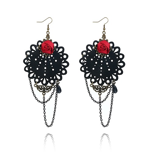

Women's Drop Earrings Flower Personalized Gothic Fashion Hypoallergenic Earrings Jewelry Black For Party Gift Evening Party Stage