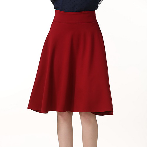 

Women's Daily / Holiday / Going out A Line / Swing Skirts - Solid Colored Black Red Wine XXXL XXXXL XXXXXL / Club