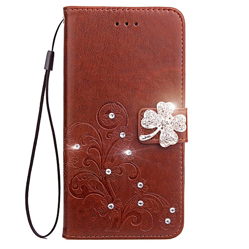 

Case For Motorola Wallet / Card Holder / Rhinestone Full Body Cases Flower Hard PU Leather for Moto G5 Plus / Moto G5 / Moto G4 Plus
